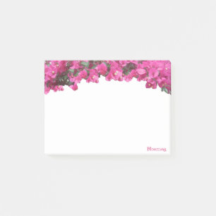 Bloco De Notas Flores Rosa Magenta Tropical em Branco