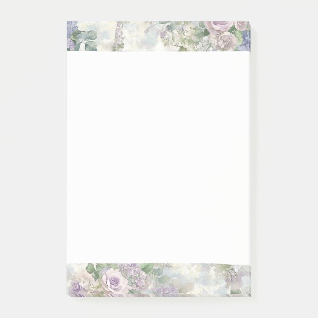 Bloco De Notas Flores Rosa Roxo Românticas (Frente)
