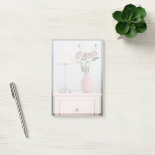 Bloco De Notas Flores   Rosas cor-de-rosa pálidas no Suporte da N