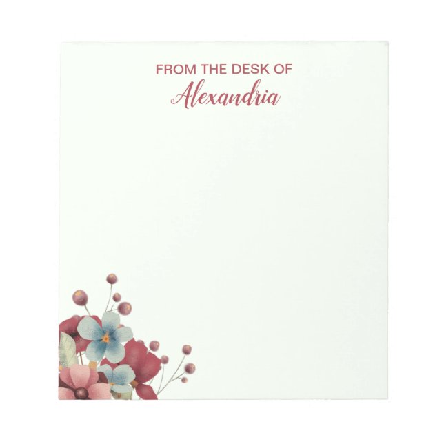 Bloco De Notas Flores Silvestres Coloridas Personalizadas (Frente)