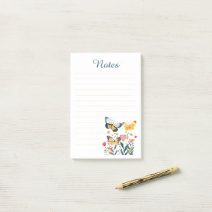 Bloco De Notas Flores Silvestres e Borboletas Coloridas Notas Len