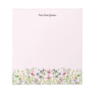 Bloco De Notas Flores Silvestres Florais Rosa e Amarelo Personali