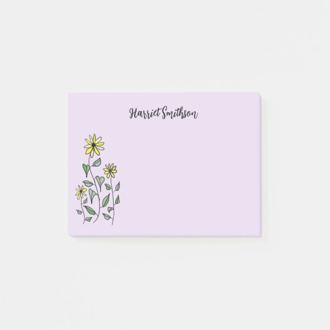 Bloco De Notas Flores Silvestres Retro Personalizadas Lilás Lavan (Frente)