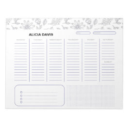 Bloco De Notas Flores Simples Elegantes - Branco Preto