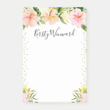 Flores tropicais de aquarela Dourada Confetti