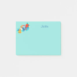 Bloco De Notas Flores Tropicais Turquesas Personalizadas 4x3
