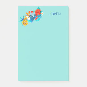 Bloco De Notas Flores Tropicais Turquesas Personalizadas 4x6