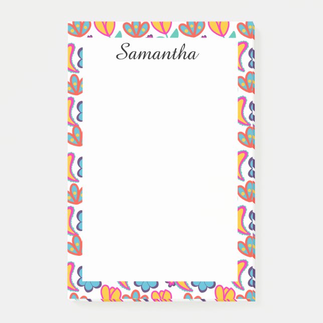 Bloco De Notas Flores Únicas Coloridas (Frente)