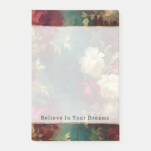 Bloco De Notas Flores Verdes Brancas Vermelhas (Frente)