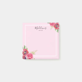 Bloco De Notas Flores Vermelhas e Rosa Modernas e Chic Blush Fund