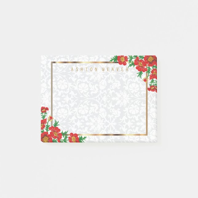 Bloco De Notas Flores vermelhas elegantes da papoila (Frente)