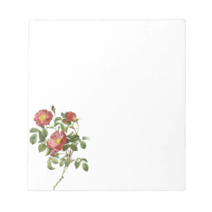Bloco De Notas Flores Vintage Rosa vermelha Floral do Amor por Re