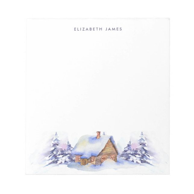 Bloco De Notas Floresta Azul de Cabina de Aquarela Russa Personal (Frente)