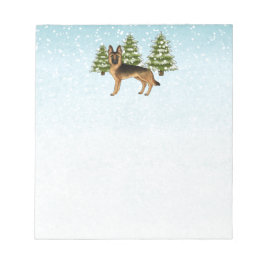 Bloco De Notas Floresta De Inverno De Cachorro Negro E German she