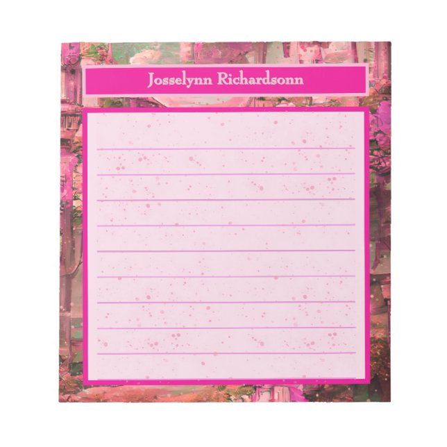 Bloco De Notas Floresta Mundial Abstrata Rosa Personalizada (Frente)
