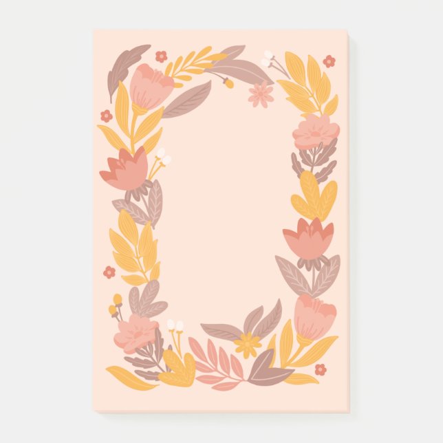 Bloco De Notas Flórida de jardim amarelo, rosa e bonita. Flores b (Frente)