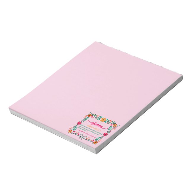 Bloco De Notas Flower Frame Glamma Vovó Definição de vovó (Invertido)