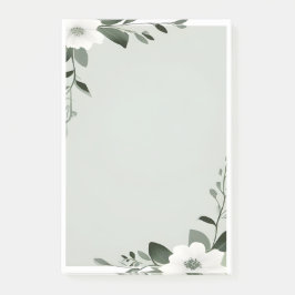 Bloco De Notas Flower Overlay Border in Sage Green