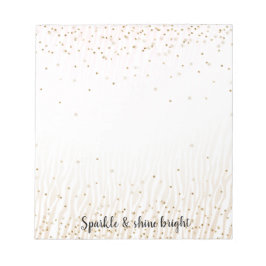 Bloco De Notas Flush White Cream Zebra Dourada Confetti Sparkle