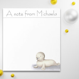 Bloco De Notas Foca branca feliz ilustrada personalizada