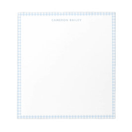 Bloco De Notas Fofo Personalizado Xadrez Gingham Azul Claro
