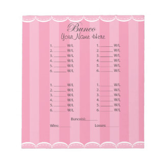 Bloco De Notas Folha de Bunco Rosa para Senhoras