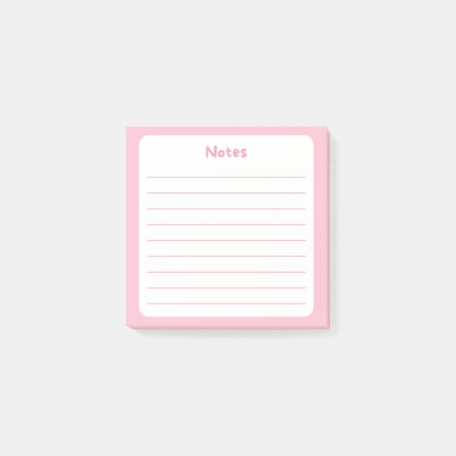 Bloco De Notas Folha de Nota Viciada em rosa claro (Frente)