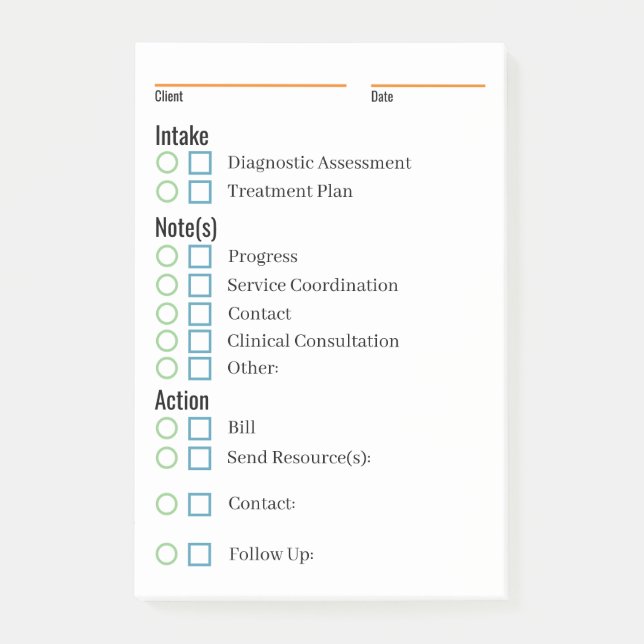 Bloco De Notas Folha de Notas Clínicas e Lembretes (Frente)