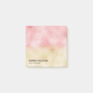 Bloco De Notas Folha de Ombre rosa e Dourada