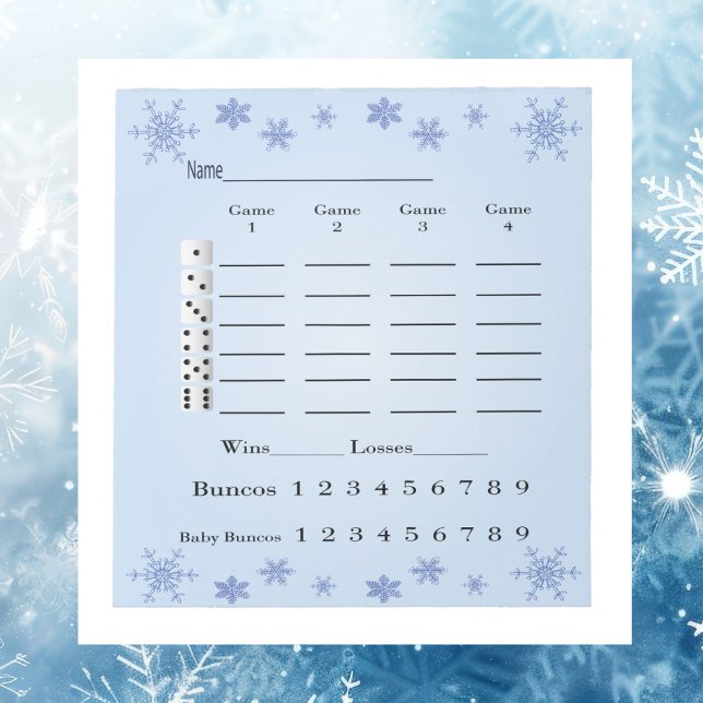 Bloco De Notas Folha de Pontuação de Bunco Feriado de inverno (Winter Christmas Holiday themed Bunco score sheet. Easy to use. Bunco players love these sheets. )