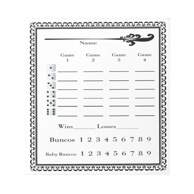 Bloco De Notas Folha de Pontuação Elegante de Bunco (Frente)