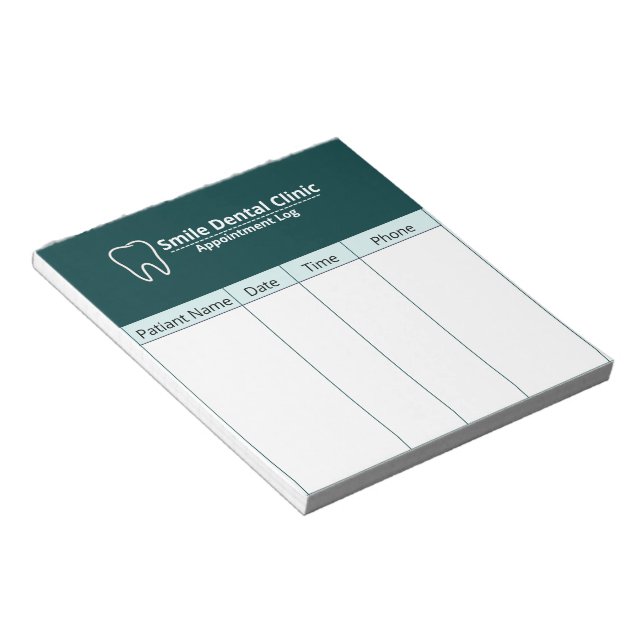 Bloco De Notas Folha de Registro de Consultas Odontológicas para  (Inclinado)