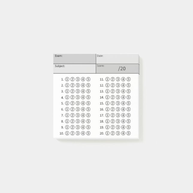 Bloco De Notas Folha de Resposta (Bolhas) - Preto e Branco (Frente)