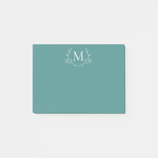 Bloco De Notas Folhagem Rustic Bohemian Antlers | Monograma (Frente)