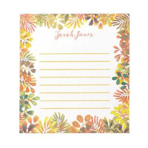 Bloco De Notas Folhas de Aquarela Botânica de Jardim de Queda Fol