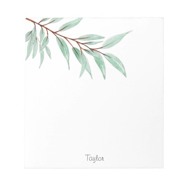 Bloco De Notas Folhas de Eucalyptus com Aquarela (Frente)