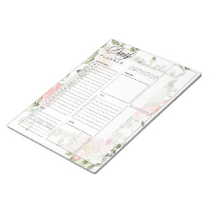 Bloco De Notas Folhas de planejador diário floral rosa