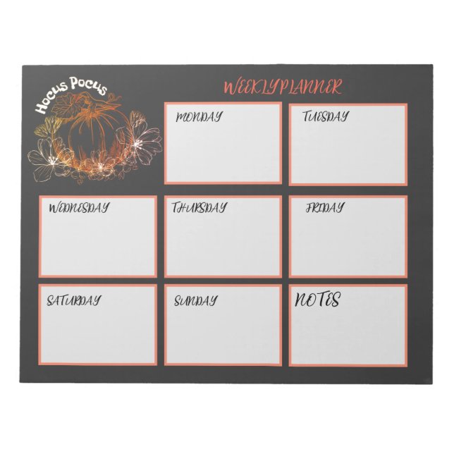 Bloco De Notas Folhas de planejador semanal Hocus Pocus (Frente)