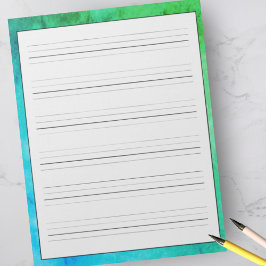 Bloco De Notas Folhas de prática de manuscrito Cor Azul Verde