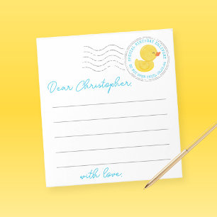 Bloco De Notas Folhas de primeiro aniversario de Pato de Borracha