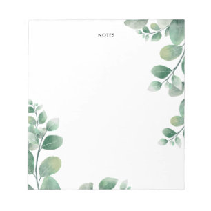 Bloco De Notas Folhas do Elegante Watercolor Eucalyptus Branch