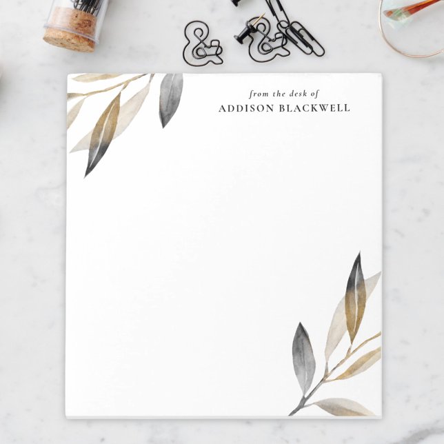 Bloco De Notas Folhas Douradas Simples Pretas Da Mesa Do Bloco De (Criador carregado)