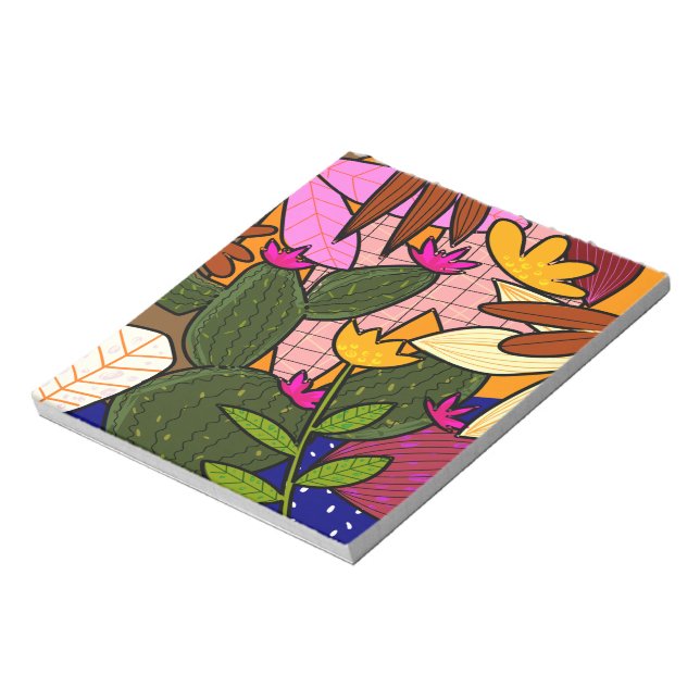 Bloco De Notas Folhas e flores abstrato tropicais (Invertido)