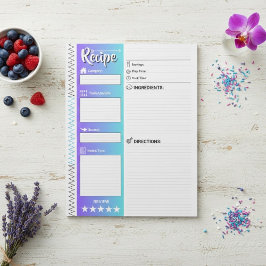 Bloco De Notas Folhas Elegantes Azuis e Brancas | Páginas de Rece