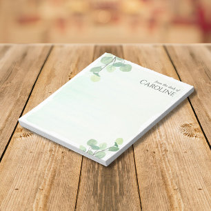 Bloco De Notas Folhas Elegantes de Eucalipto em Aquarela