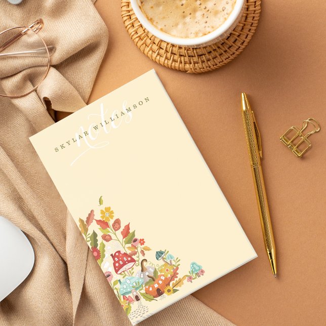 Bloco De Notas Folhetos de outono de Fada Divertida Folhas de out (Fun Fairy Garden Autumn Leafs Mushrooms & Pumpkin Post-it Notes)