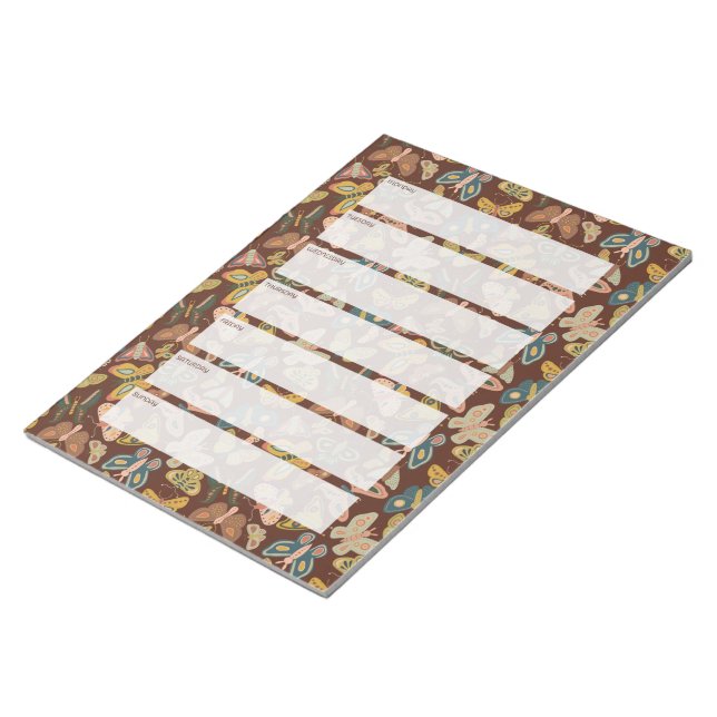 Bloco De Notas Folk Art Moths, Butterflies Weekly Planner (Inclinado)