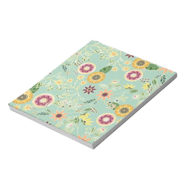 Bloco De Notas Folk Folk Floral Original Design Ouro (Invertido)