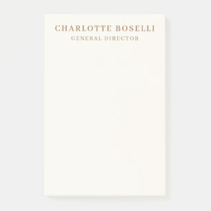 Bloco De Notas Fonte Serif Cream Gold Nome Profissional Posição
