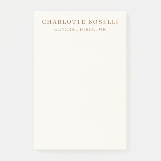 Bloco De Notas Fonte Serif Cream Gold Nome Profissional Posição (Frente)